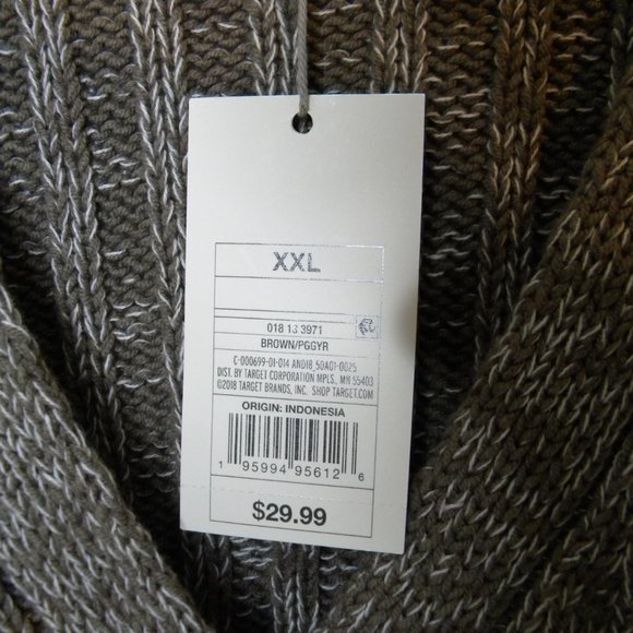 A New Day Sweater Brown White 4 Button Cable Cardigan Chunky Coastal Size XXL - Picture 3 of 3